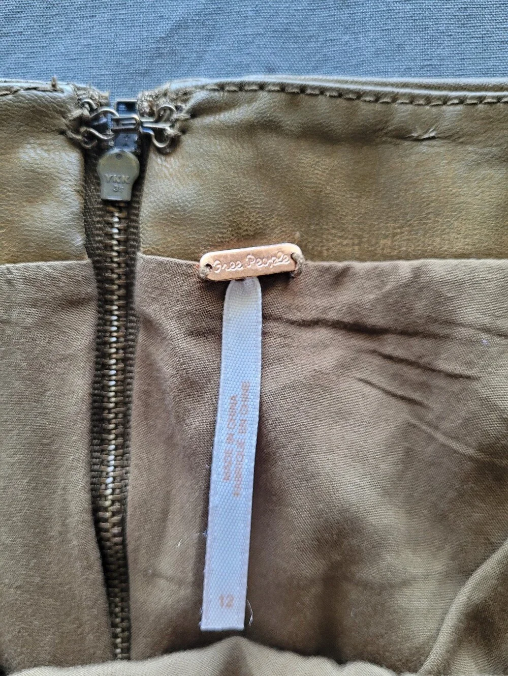 Free People Size 12 Faux Leather Mini Skirt Taupe Brown High Waist Y2K